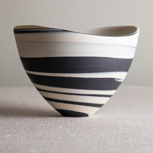 Load image into Gallery viewer, Black and White Porcelain Vessel with Undulating Rim