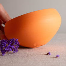 Load image into Gallery viewer, Orange Porcelain Vessel with Curled Rim