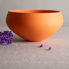 Load image into Gallery viewer, Orange Porcelain Vessel with Curled Rim