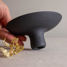 Load image into Gallery viewer, Black Porcelain Small Pedestal Vessel