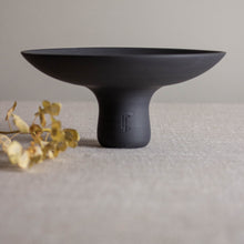 Load image into Gallery viewer, Black Porcelain Small Pedestal Vessel