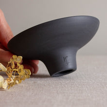 Load image into Gallery viewer, Black Porcelain Vessel with Tall Foot