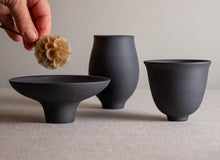 Load image into Gallery viewer, Black Porcelain Vessel with Tall Foot