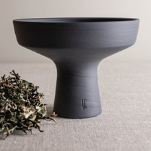 Load image into Gallery viewer, Marbled Grey Porcelain Vessel with Pedestal Foot