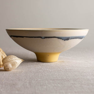Deep Yellow Porcelain Vessel with Double Manganese Lines