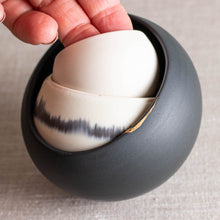 Load image into Gallery viewer, Black and White Wobbles with Kintsugi Accent, Set of 3