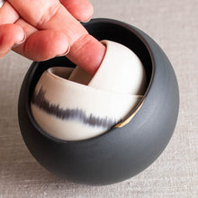 Load image into Gallery viewer, Black and White Wobbles with Kintsugi Accent, Set of 3