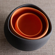 Load image into Gallery viewer, Set of 3 Wobbles in Dark Grey and Orange Porcelain