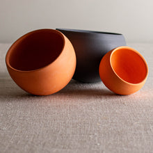 Load image into Gallery viewer, Set of 3 Wobbles in Dark Grey and Orange Porcelain
