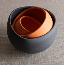 Load image into Gallery viewer, Set of 3 Wobbles in Dark Grey and Orange Porcelain