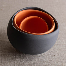 Load image into Gallery viewer, Set of 3 Wobbles in Dark Grey and Orange Porcelain