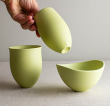 Load image into Gallery viewer, Set of 3 Chartreuse Porcelain Vessels