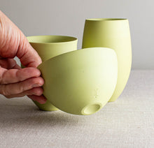 Load image into Gallery viewer, Set of 3 Chartreuse Porcelain Vessels