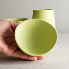 Load image into Gallery viewer, Set of 3 Chartreuse Porcelain Vessels