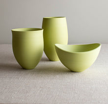 Load image into Gallery viewer, Set of 3 Chartreuse Porcelain Vessels