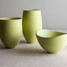 Load image into Gallery viewer, Set of 3 Chartreuse Porcelain Vessels