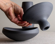 Load image into Gallery viewer, Set of 3 Dark Grey Porcelain Vessels