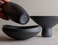 Load image into Gallery viewer, Set of 3 Dark Grey Porcelain Vessels