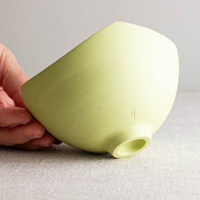 Load image into Gallery viewer, Chartreuse Porcelain Vessel with Carved Rim
