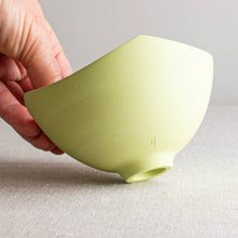 Load image into Gallery viewer, Chartreuse Porcelain Vessel with Carved Rim
