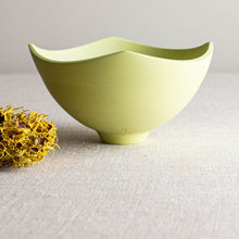 Load image into Gallery viewer, Chartreuse Porcelain Vessel with Carved Rim

