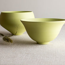 Load image into Gallery viewer, Chartreuse Porcelain Vessel with Flared Rim
