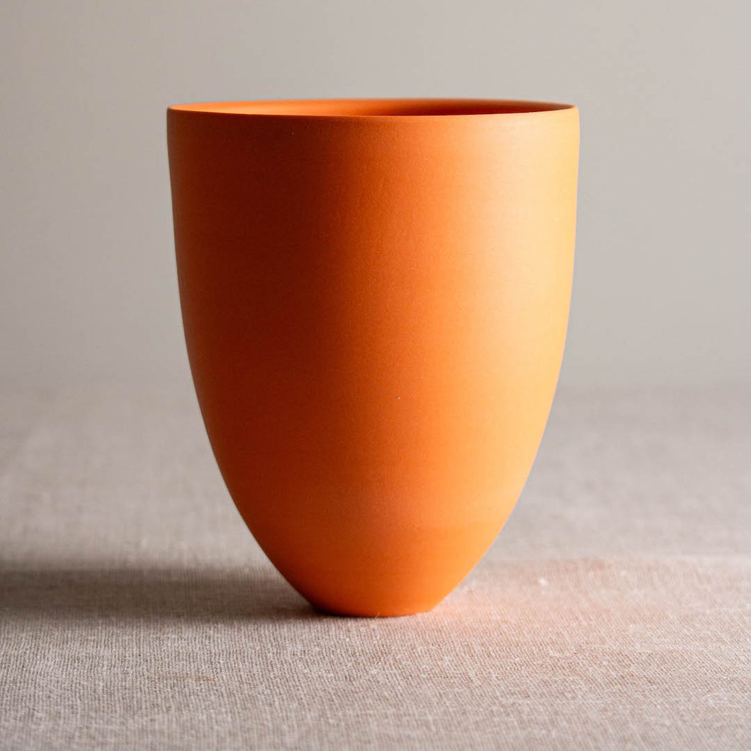 Tall Orange Porcelain Vessel