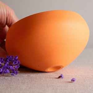 Orange Porcelain Vessel with Curled Rim