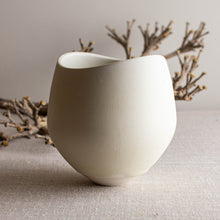 Load image into Gallery viewer, Crystalline White Matte glazed Vessel with Altered Rim
