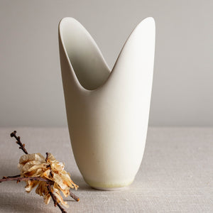 Vessel with Deeply Carved Rim in Matte Ivory