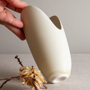 Vessel with Deeply Carved Rim in Matte Ivory