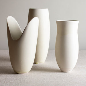 Vase Form with Flared Rim in Matte Ivory