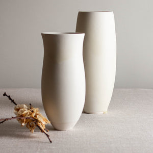 Vase Form with Flared Rim in Matte Ivory