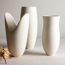 Load image into Gallery viewer, Vase Form with Flared Rim in Matte Ivory
