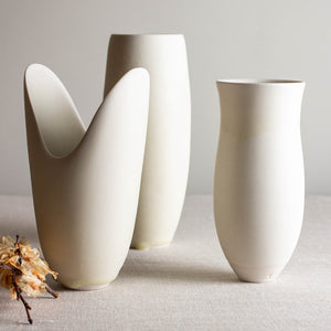 Vase Form with Flared Rim in Matte Ivory