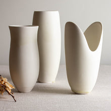 Load image into Gallery viewer, Vase Form with Flared Rim in Matte Ivory
