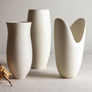 Vase Form with Flared Rim in Matte Ivory