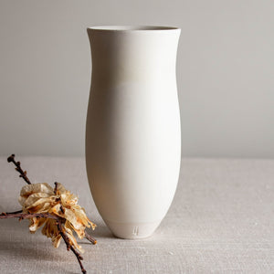 Vase Form with Flared Rim in Matte Ivory