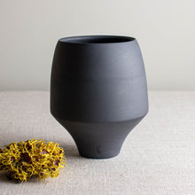 Load image into Gallery viewer, Black Porcelain Vessel with Curled Rim
