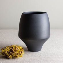 Load image into Gallery viewer, Black Porcelain Vessel with Curled Rim
