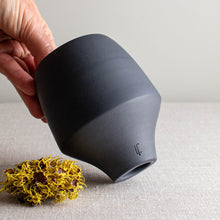 Load image into Gallery viewer, Black Porcelain Vessel with Curled Rim
