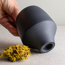 Load image into Gallery viewer, Black Porcelain Vessel with Curled Rim
