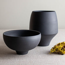 Load image into Gallery viewer, Black Porcelain Vessel with Curled Rim
