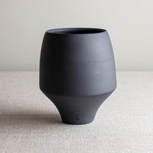 Load image into Gallery viewer, Black Porcelain Vessel with Curled Rim
