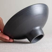 Load image into Gallery viewer, Black Porcelain Vessel with Beeswaxed Exterior
