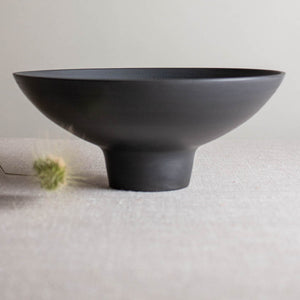 Black Porcelain Vessel with Beeswaxed Exterior