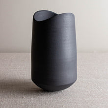 Load image into Gallery viewer, Black Porcelain Vase Form with Altered Rim
