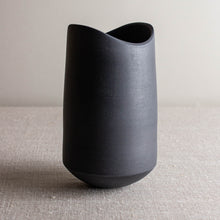 Load image into Gallery viewer, Black Porcelain Vase Form with Altered Rim
