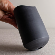 Load image into Gallery viewer, Black Porcelain Vase Form with Altered Rim
