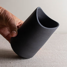 Load image into Gallery viewer, Black Porcelain Vase Form with Altered Rim
